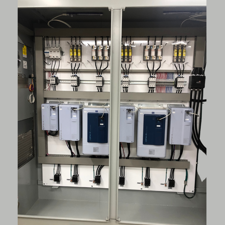 WEG CF1100 Variable Frequency Drives 1 - CFW110024T4ON1Z 2 - CFW110088T4SZ 3 CFW110058T4ON1Z Booster Fan Control Panel
